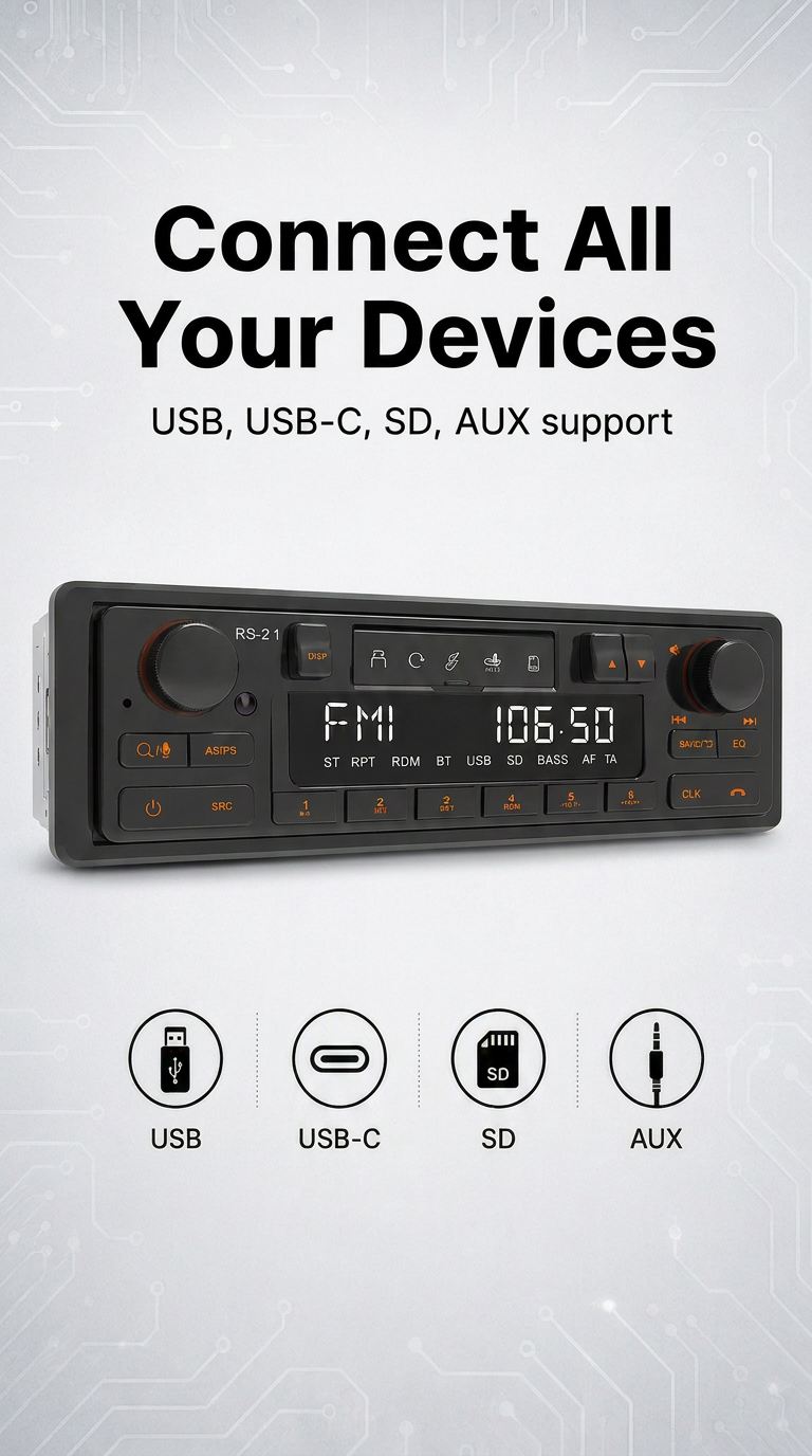 RetroWave Classic Series Dual-Control Bluetooth Stereo