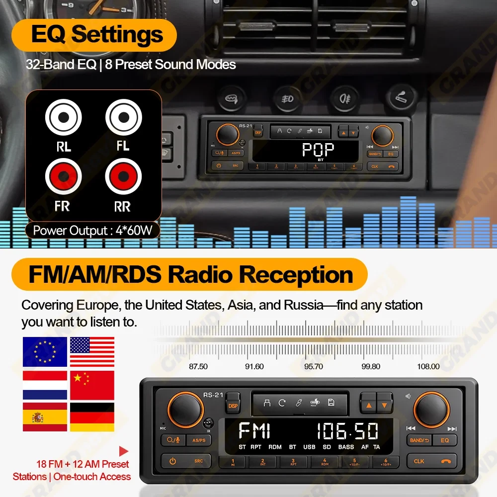 RetroWave Classic Series Dual-Control Bluetooth Stereo